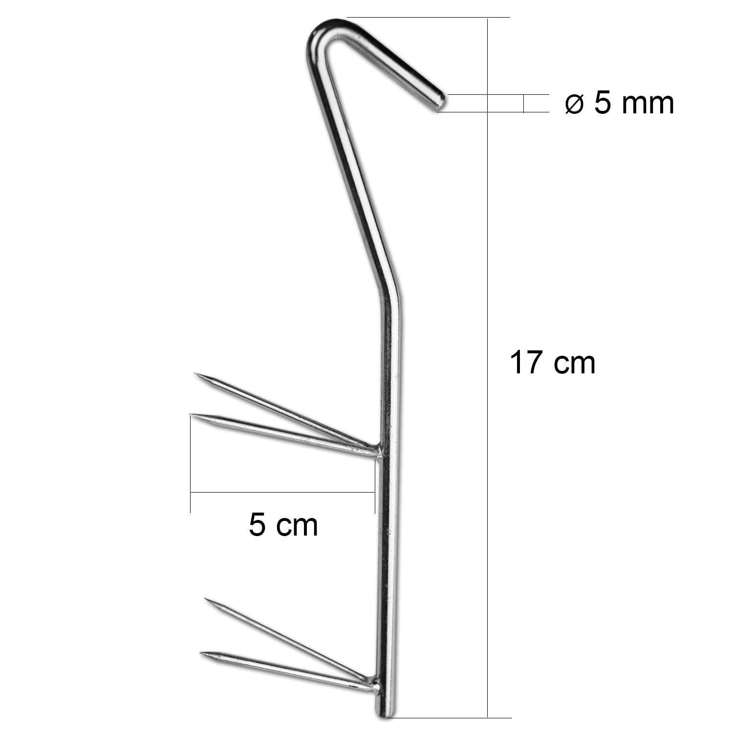A&N 10 Stück Räucherhaken Stainless Steel Doppel V-Spitze 17cm