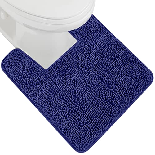 Image of Gorilla Grip Original Shaggy Chenille Square U-Shape Contoured Mat for Base of Toilet, 22.5x19.5 Size, Machine Wash and Dry, Soft Plush Absorbent Contour Carpet Mats for Bathroom Toilets, Royal Blue