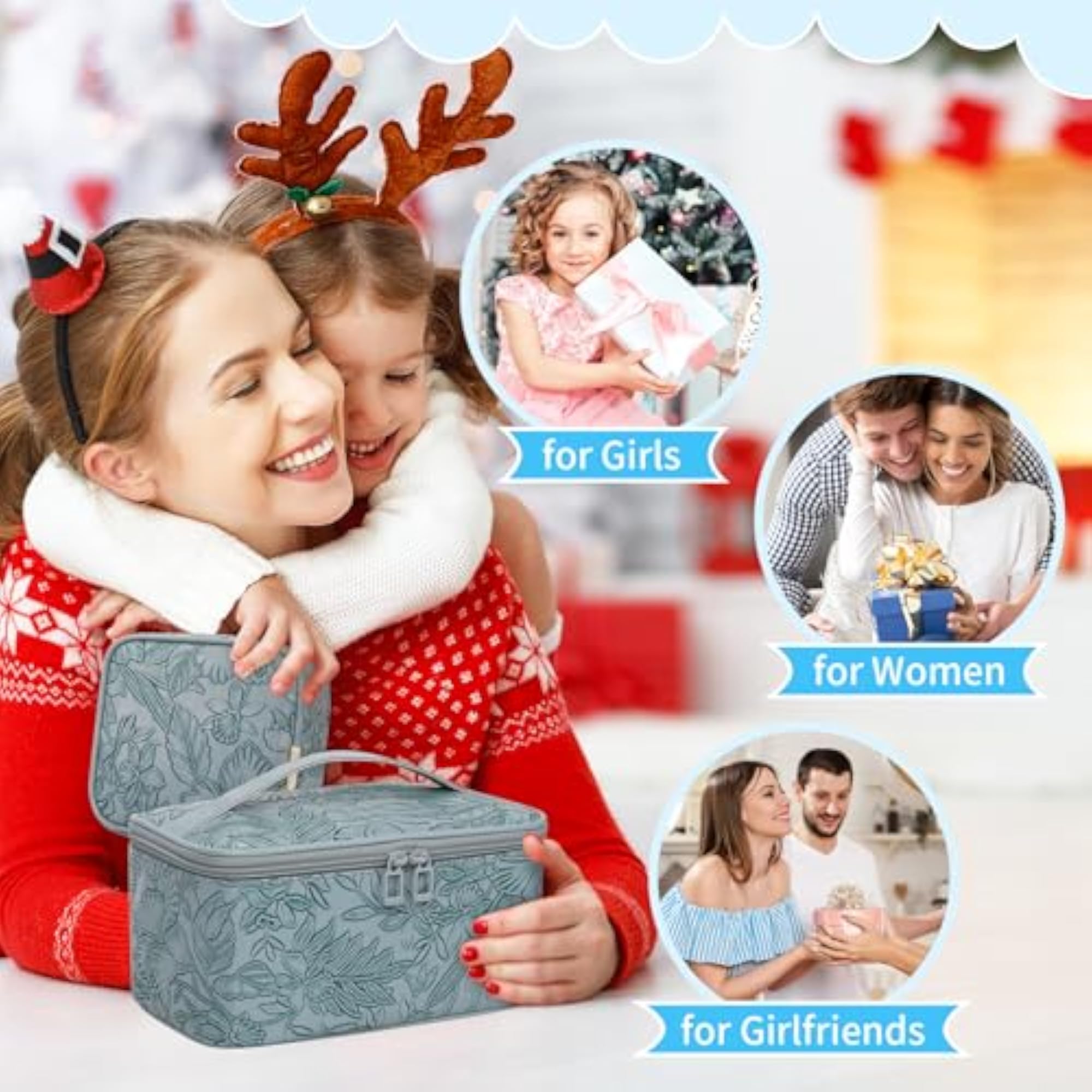 Large Makeup Organizer Case & Small Makeup Bag Set
