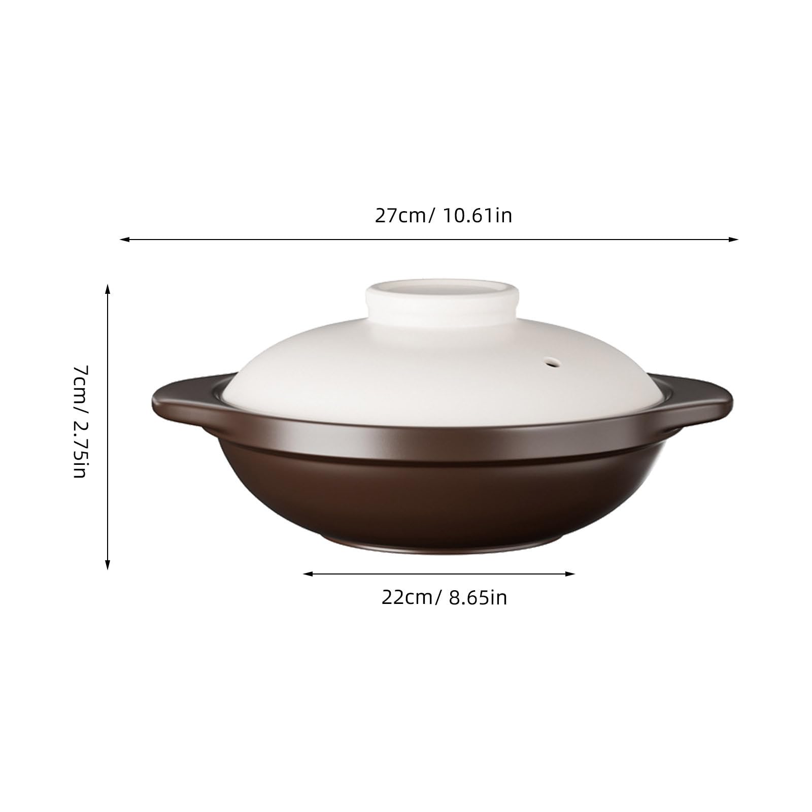 Pentola in Argilla da 1,4 Quart per Cucinare Riso e Zuppe con Distribuzione Uniforme del Calore e Facile da Pulire, Elegante e Decorativa per Ricette Asiatiche