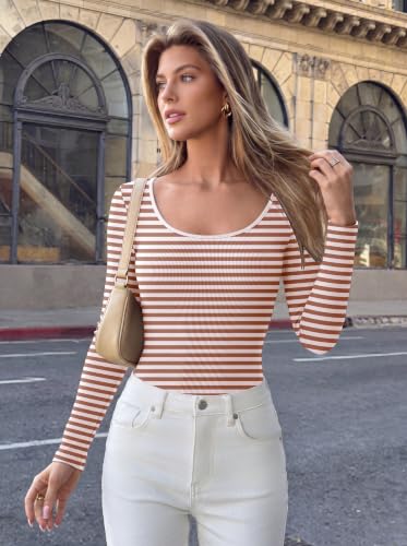 Ekouaer Long Sleeve Shirts for Women Ribbed Top Slim Fit Thermal Undershirt - image 3