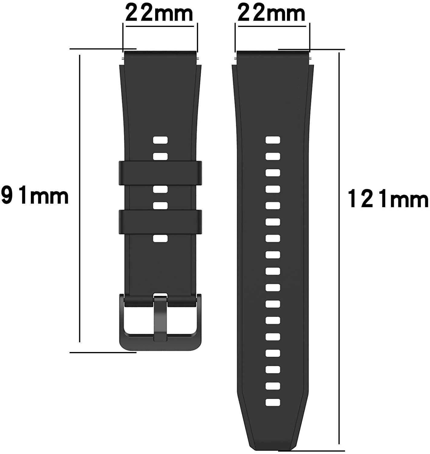 INF Strap for Huawei Watch GT2 Pro, Silicone Replacement Watch Band Compatible with Huawei Watch GT3/GT3 Pro/GT2 46mm, 22mm Silicone Replacement Watch Band, Black