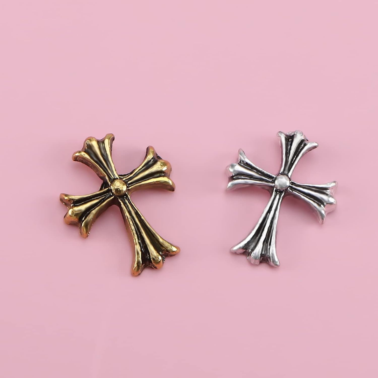 60 Stück 3D-Nagelcharms – Herz, Stern, Kreuz In Silber, Für Acrylnägel, DIY-Nageldesign