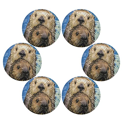Vnurnrn Cute Animal Sea Otters Round Placemats Set Of 6, Washable Heat Resistant Place Mats For Dining Kitchen Table #TOP2