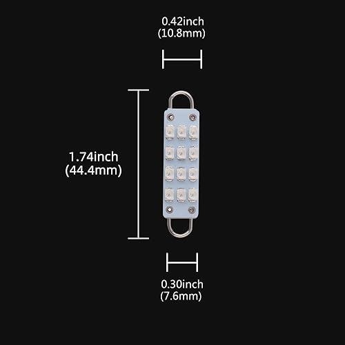 Miniatura 8 de TM 0.157 x 1.732 in (1.73 pulgadas) 12-SMD 1210 3528 Chip Rígido Loop Festoon Bombillas LED para el interior del coche, cúpula mapa, luz de puerta