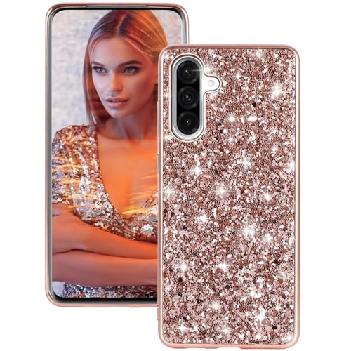 Coque Samsung Galaxy A36 5G pour femme style paillettes or rose pour soirée