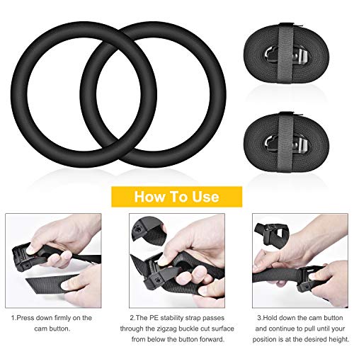Newtion Professional Gym Rings with 15ft Adjustable Buckle Straps,Exercise Rings for Cross-Training Workout,Gymnastics,Fitness,Bodybuilding, Pull-Ups - Thumbnail 7