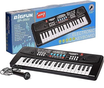 Amazon Kids Piano with Mic (1 Year Extended Warranty) 37 Keys 8 Rhythms 8 Tones 6 Demos Portable Electronic Keyboard Toy Beginners Educational Songs Recording Musical Toys Age 3 to 5 Years Boys Girls