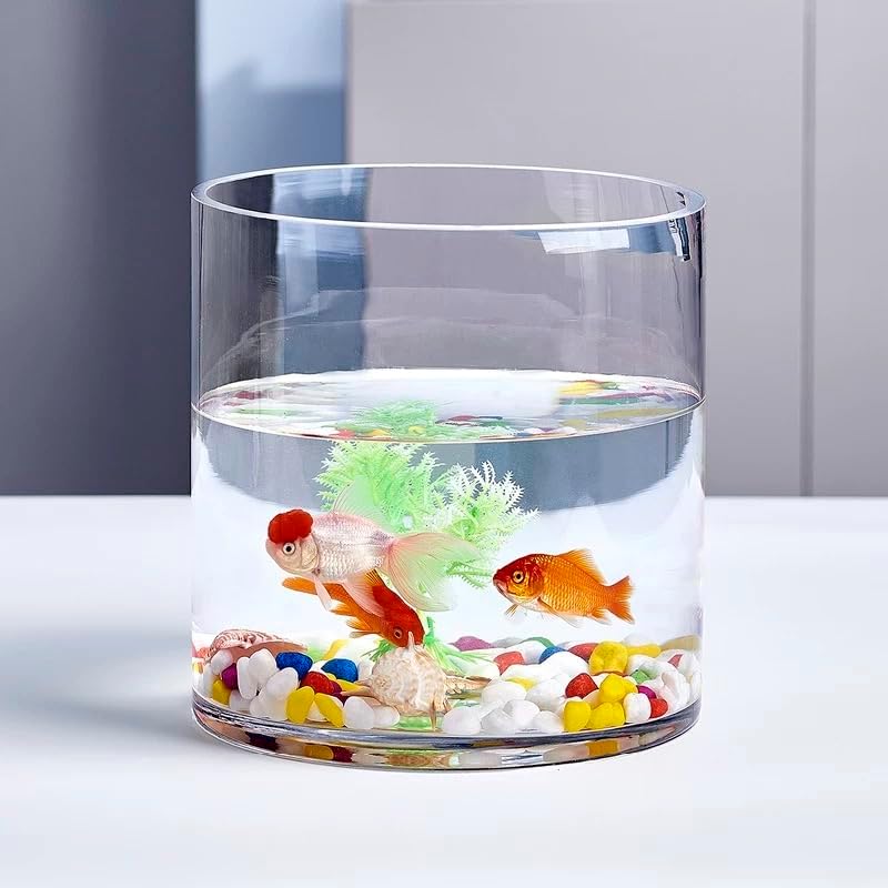 Acrylic Cylinder Vase, Thick Vase, Non-Breakable Plastic, Decorative Centerpiece for Home or Wedding, 5.9"x5.9" Short Round - Clear - Image 5