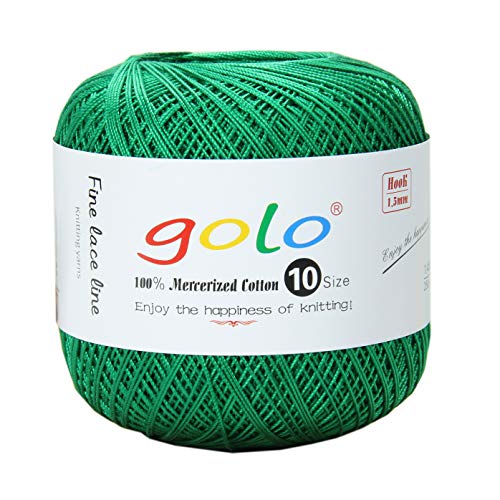 golo Bolas de crochê tamanho 10 fios para crochê (verde-699) fio de tatuagem