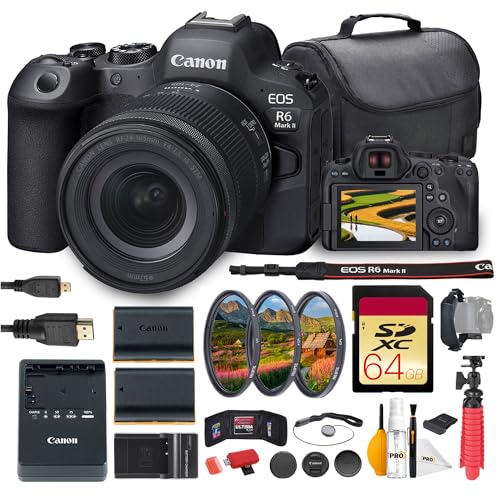 Canon EOS R6 Mark II Mirrorless Camera with 24-105mm f/4-7.1 is STM Lens Bundle | 24.2MP Sensor, Dual Pixel AF II & 4K 60p Video | for Events & Hybrid Creators + 64GB Card + Battery + Charger + More