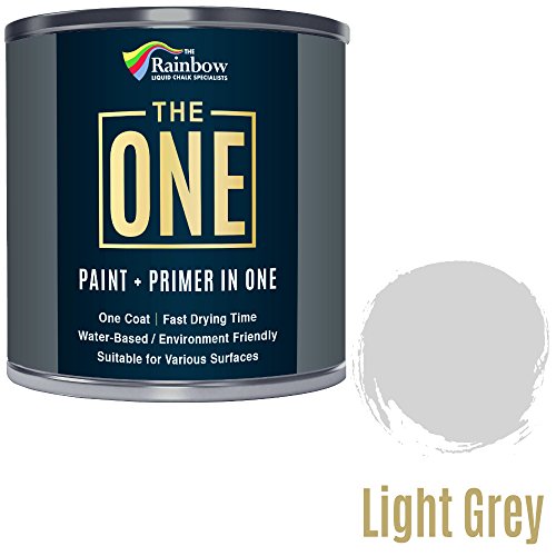 One Paint, One Coat, Multi Surface Paint for Wood, Metal, Plastic, Interior, Exterior, Light Grey, Satin, 1 Litre