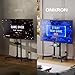 ONKRON Mobile TV Stand on Wheels for 32-75 Inch Screen, max Load 132 lbs, Height Adjustable TV Portable Stand, VESA 200x200-600x400, TV Cart Rolling TV Stand with Wheels and Shelf Black