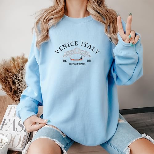 Embroidered Venice Italy Sweatshirt, Tee Gift, Hoodie Embroidery, Travelling Italia Vibe Gift, Present for Her3