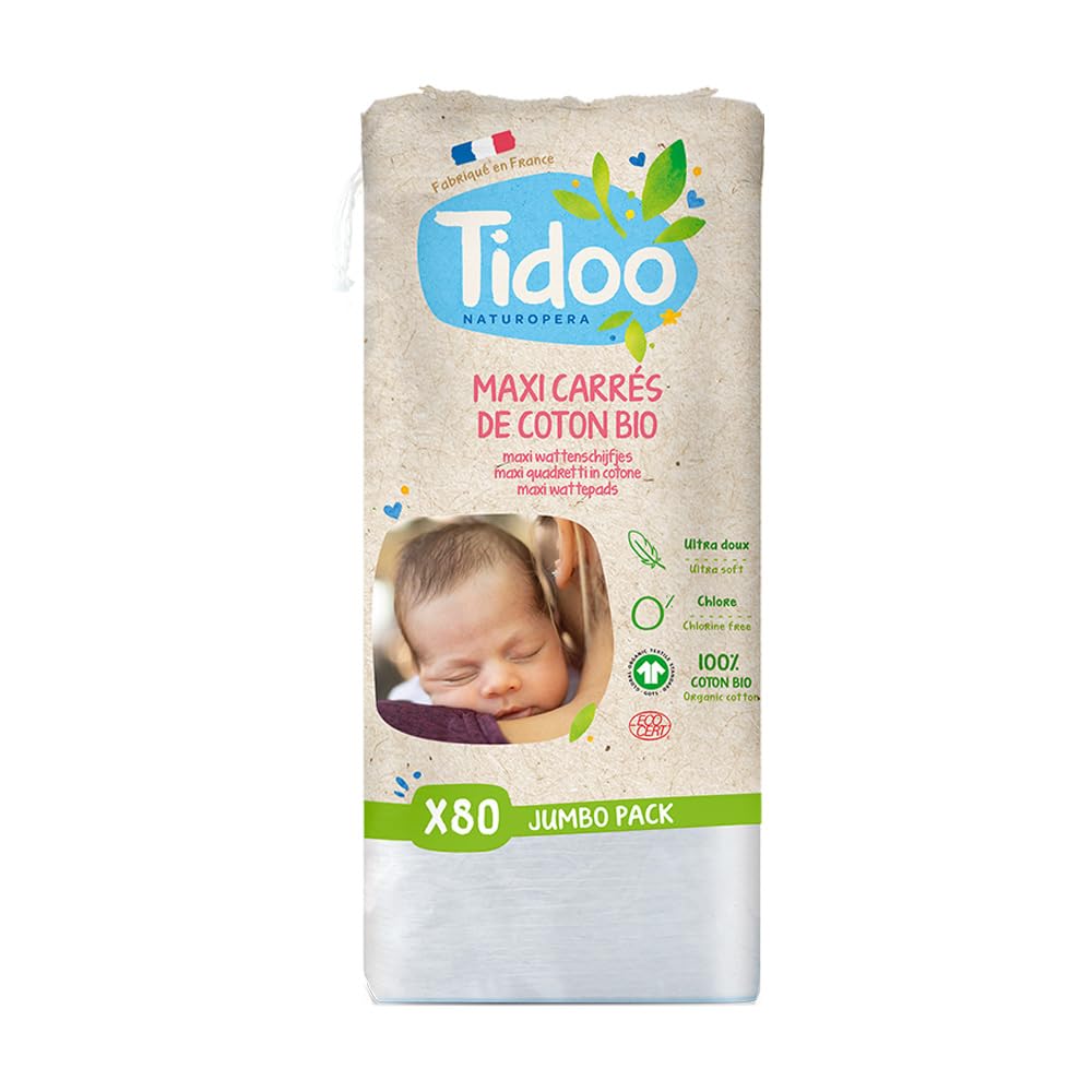 Tidoo Maxi Quadrati In Cotone Bio - 50 Pezzi, Morbidi E Assorbenti