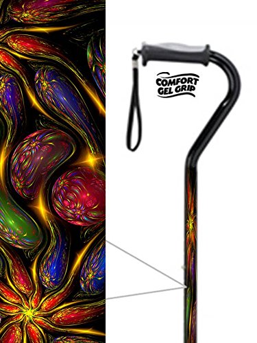 Aluminum Adjustable Walking Cane with Gel Grip Handle Liquid Gem Design