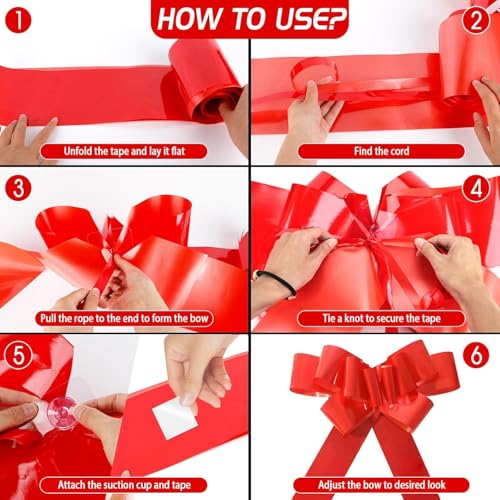 URHELP Riesige Rote Schleife, 76 cm / 30 Zoll Geschenkschleife, Große Schleife Geschenk Happy Birthday, Wiederverwendbar Schleife Dekoration für Geburtstagsparty, Auto, Hochzeit, Feier
