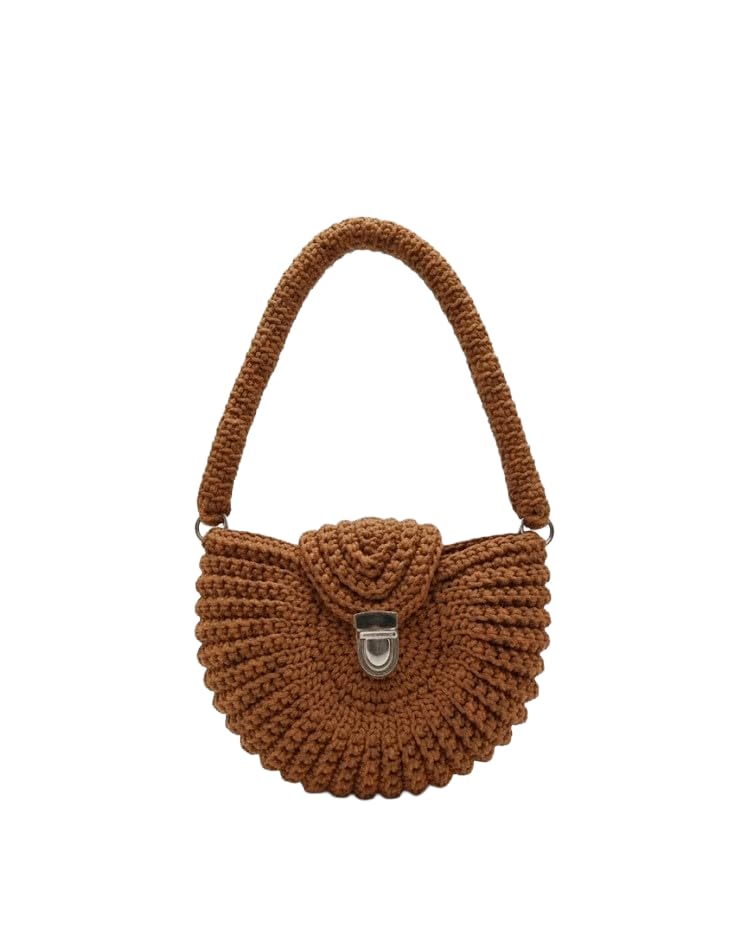 Sac bandoulière en crochet artisanal d'une élégance rare et forme demi-lune