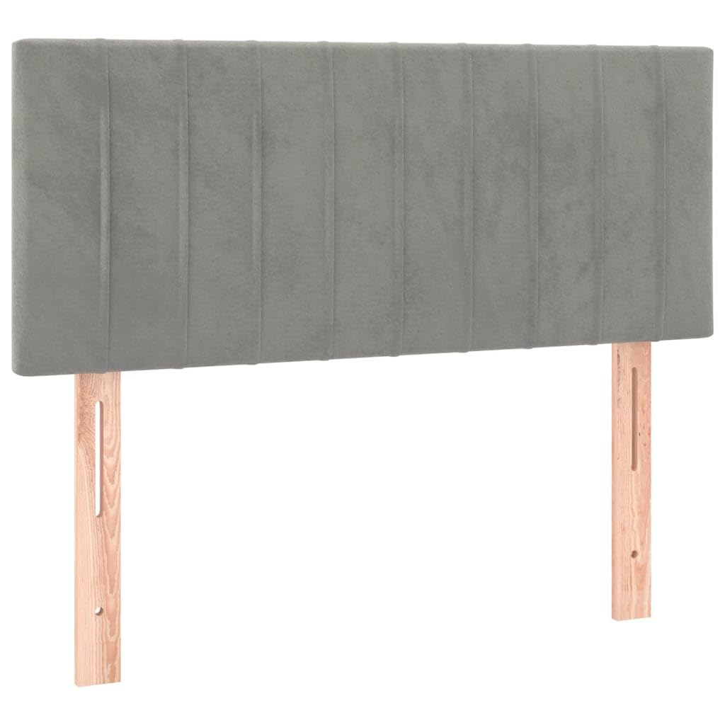 vidaXL Kopfteil, Bettkopfteil mit Holzbeinen, Höhenverstellbar Polsterkopfteil für Bett, Betthaupt Bettzubehör Schlafzimmer, Hellgrau 90x5x78/88cm Samt