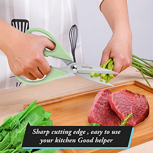 Kitchen Shears, iBayam Kitchen Scissors All Purpose Heavy Duty Meat Scissors Poultry Shears, Dishwasher Safe Food Cooking Scissor Stainless Steel Utility Scissor, 2-Pack, Light Blue, Pistachio