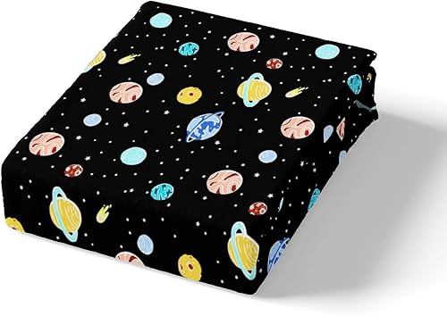 Vista 5 de Feelyou Juego de sábanas espaciales para niños, juego de ropa de cama de galaxia para niños y niñas, sábanas de planeta del universo, 1 sábana
