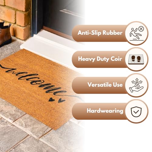 Garden Mile Coir Doormat 60 x 40cm - Durable Indoor Coir Welcome Door Mat - Outdoor Mats - Elegant Door Mats For Your Entrances - Non Slip Door Mats With PVC Backing - Heavy Duty (Welcome) - Cosy Home Interiors Garden Mile Coir Doormat 60 x 40cm - Durable Indoor Coir Welcome Door Mat - Outdoor Mats - Elegant Door Mats For Your Entrances - Non Slip Door Mats With PVC Backing - Heavy Duty (Welcome) - Image 4
