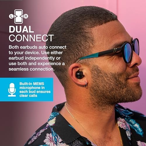 JLab Go Air Pop+ True Wireless Earbuds, in Ear Headphones, Bluetooth Earphones, 35H Playtime Ear Buds, Bluetooth Earbuds with Microphone, USB-C Charging Case, Dual Connect, EQ3 Sound, Black - View 6