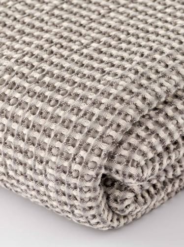 Colcha de matrimonio de algodón gris con relieve gofrado Waffle Tilde 3