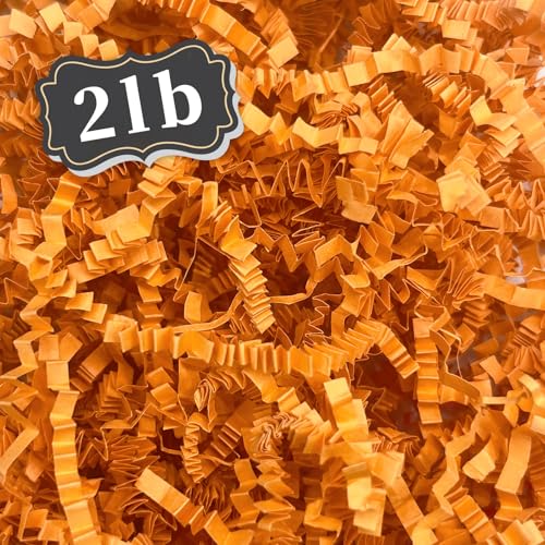 Image of ZEBMOON 2 LB Orange Crinkle Cut Paper Shred Filler Great for Gift Wrapping, Basket Filling, Birthday, Wedding, Halloween, Thanksgiving, Christmas Day, New Year Party Decorations Filling Supplies A
