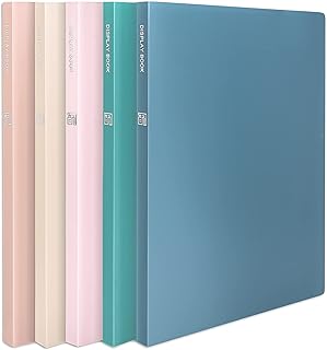 Comix A4 Display Books 20 Pockets Display Folders with Plastic Sleeves, a4 Document Folders with Plastic Pockets, Morandi Color Presentation Project Folder for Office,Home,School, Pack of 5 (5 colour)