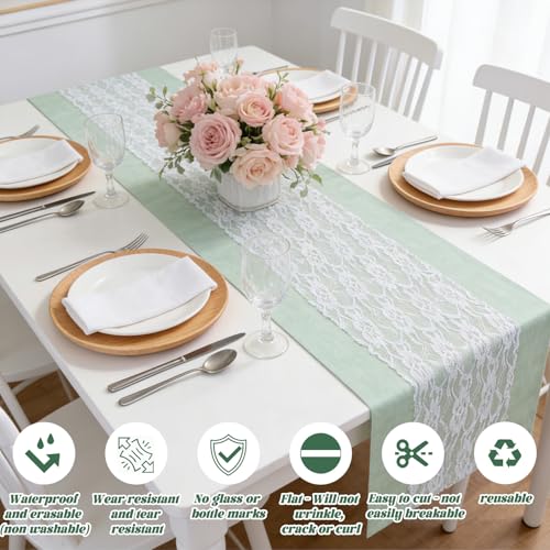 Forbabe Tischläufer Spitze Weiß, 15cm x 25m Zarter Spitze Tischläufer Rolle Edle Konfirmation Tischdeko Wiederverwendbar Dekorative Tischband für Geburtstage Taufen Kommunion Hochzeiten