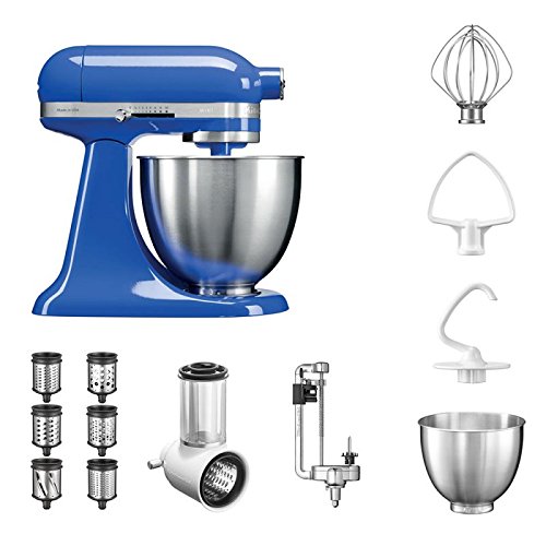 Preisvergleich Produktbild KitchenAid Küchenmaschine Mini, 5KSM3311XE, Veggie Paket inkl. TOP Zubehör: Gemüseschneider inkl. Zusatztrommeln, Spiralschneider und Standardzubehör (Twilight Blue)