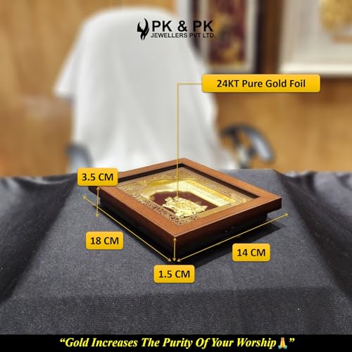Image of Pk & Pk Jewellers Lord Radha Krishna with Peacock | 24KT Gold Frame | Temple Collection | Extra Small Size [14x18 cm] (For Premium Gift, Temple, Table Decor, Home Decoration)