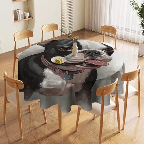 Nappe ronde 177,8 cm Boston Terrier lavable nappe décorative maison
