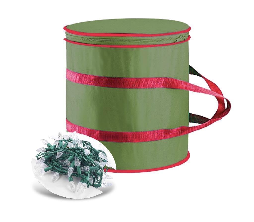 ADEPTNA Premium Christmas LED Lights Storage Reel Holder with Zip top with Easy Carry Handles Storage Bag With 4 Compartments - Holds up to 800 LED Lights