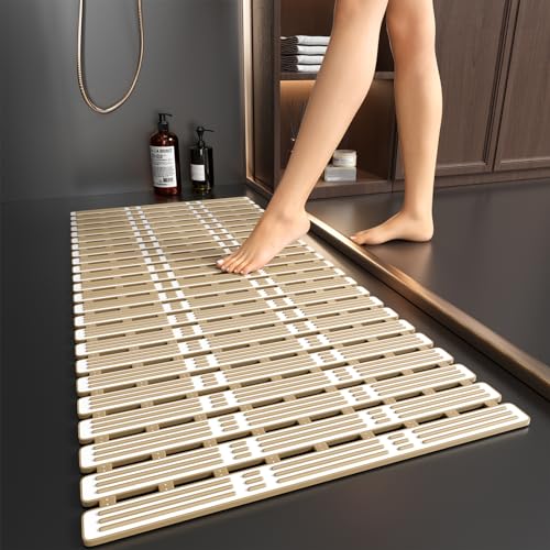XIYUNTE Large Shower Mat Non Slip Anti Mould for Elderly- 90x40cm TPE Bath Mat Non Slip Shower Mats for Inside Shower Anti Slip Shower Mat with Suction Cups