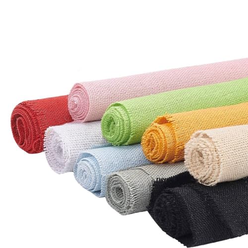 WADORN 9 piezas de tela de lino para costura, tela de lino de color liso para bordar, tela acolchada, accesorios de manualidades, 25 x 25 cm para costura, punto de cruz, sofá, mantel, cortina