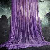 RunNico 197'' x 85'' Halloween Purple Scary Gauze, Purple Haunted House Creepy...