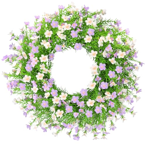 ZHWOSEE 24 Inch Whitepurple Artificial Forsythia Silk Front Door Wreath