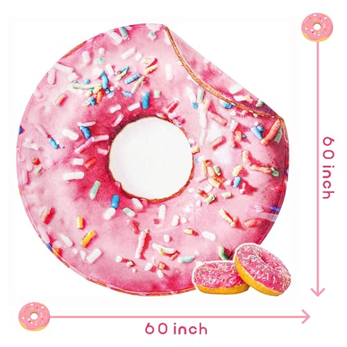 Image of Bnuitland Pink Donut Blanket, 300 GSM Double Sided Giant Realistic Funny Gift Throw for Sofa Bed, Super Soft Novelty Food Blanket for Kids /Pets and Adults