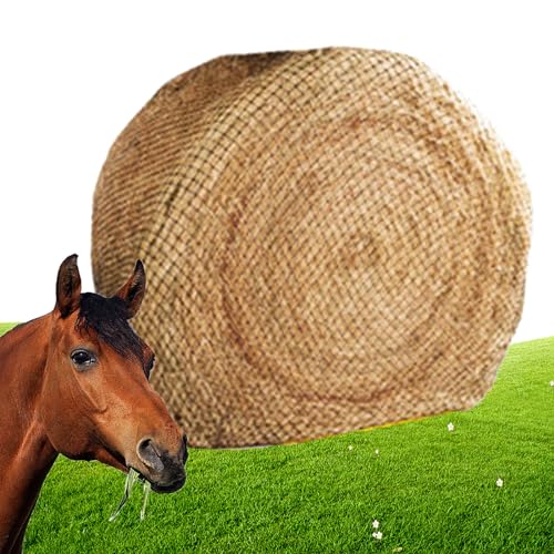 Red de heno para caballos, comedero redondo grande, agujeros de 1.5 pulgadas, comedero lento, diseño grueso para ganado, bolsa de heno duradera y eficiente