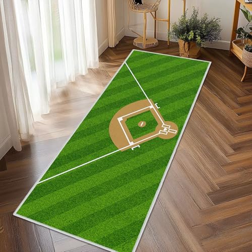 Tapete corredor de béisbol 2x6 verde para interior