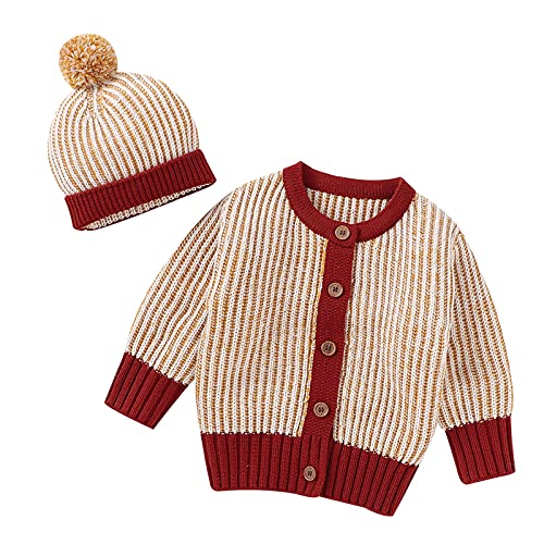 Newborn Infant Sweater 0-18 Months Baby Boy Girl Knitted Button Sweater with Hat Autumn Winter Clothing Sets