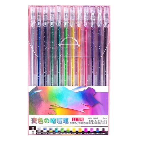Iyalezirk Kit de Bolígrafos de Gel con Purpurina Bolígrafos de Gel con Purpurina Marcadores de Gel de Colores para Artistas Bolígrafos de Neón para Dibujar y Pintar A