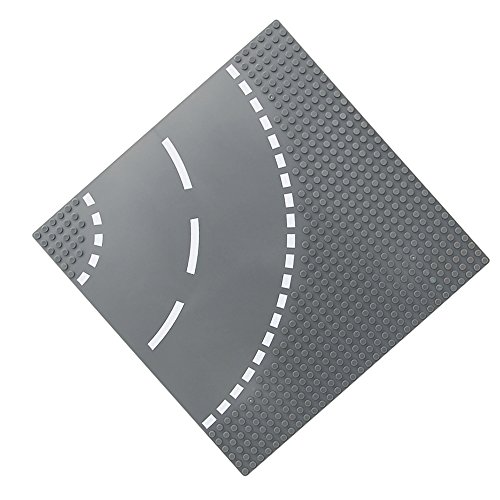 Feleph Classic Road Base Plates, City Street Curve Road Building Kit, 10 X 10 Inches Town Baseplate For Classic Building Bricks Compatible With All Major Brands (Curve) #TOP6