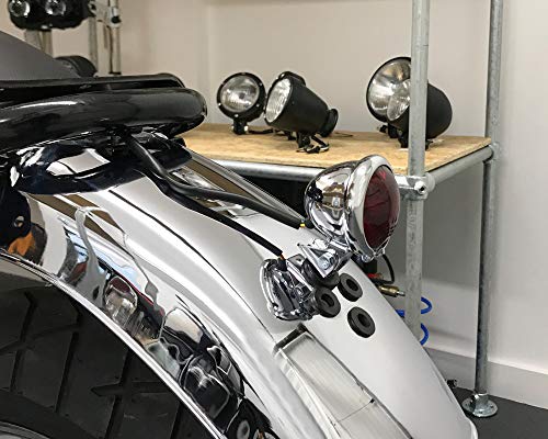 Motorrad LED Stop Rücklicht - Homologated - Chrom mit Rot Gläser für Cafe Racer, Scrambler, Maßgefertigt Projekt