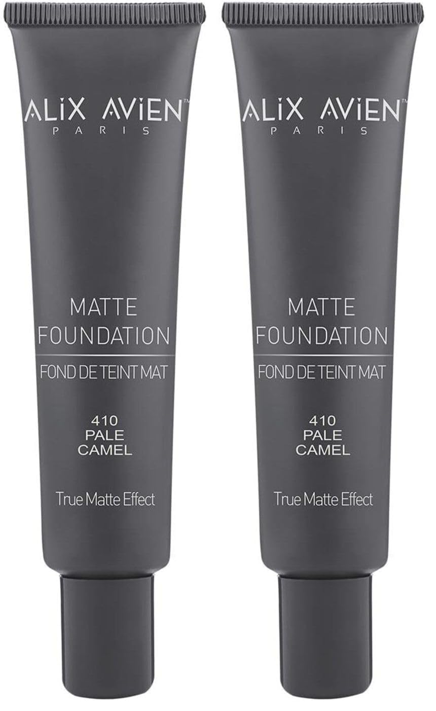 ALIX AVIEN Uzun Süre Kalıcı Doğal Mat Bitişli E Vitamini Içeren Mat Fondöten - Matte Foundation 410 Pale Camel (2 paketi)