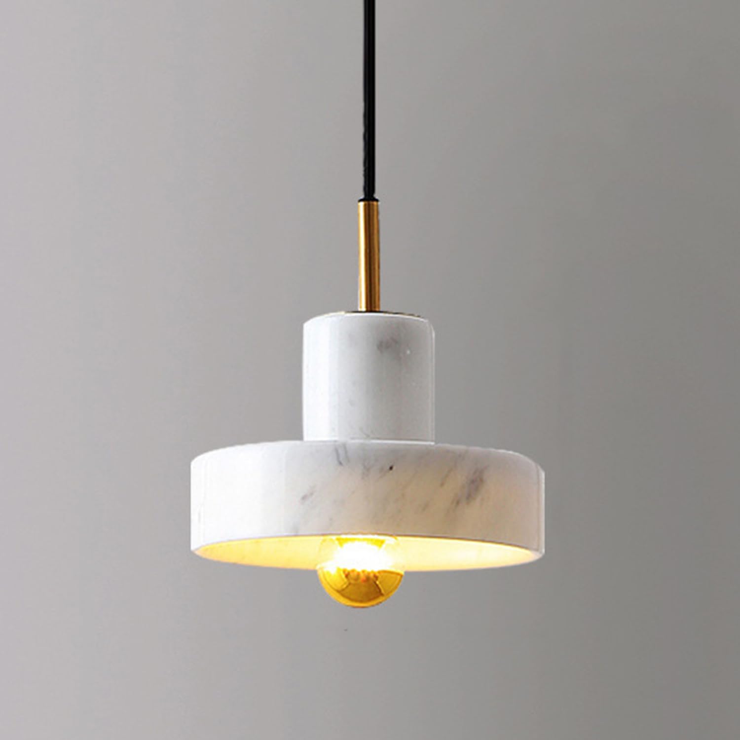MTNROO Natural Marble Creative Hanging Lamp Elegant Small Pendant Lights Personalized Vintage Industrial Chandelier Mid Century Black Ceiling Lighting Fixture for Rustic Teahouse Shop Bar