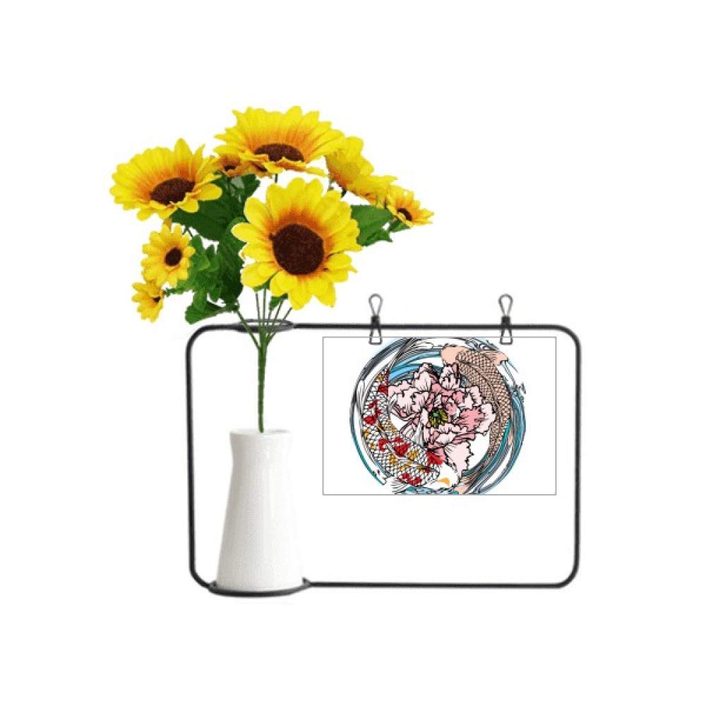 Tournesol artificiel et pivoine en coffret cadeau avec carte carpe