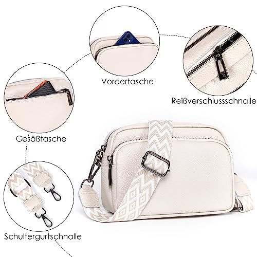 Umhängetasche Damen, Echtes Leder Klein Crossbody Bag Damen Handytasche zum Umhängen, Moderne Handtasche Taschen mit Breitem Schultergurt, Tasche Damen Tägliches Arbeiten, Einkaufen, Reisen. – Bild 6